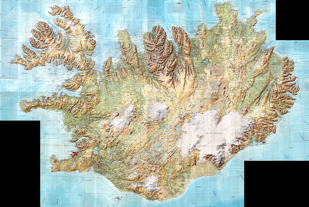 Carte Islande du relief