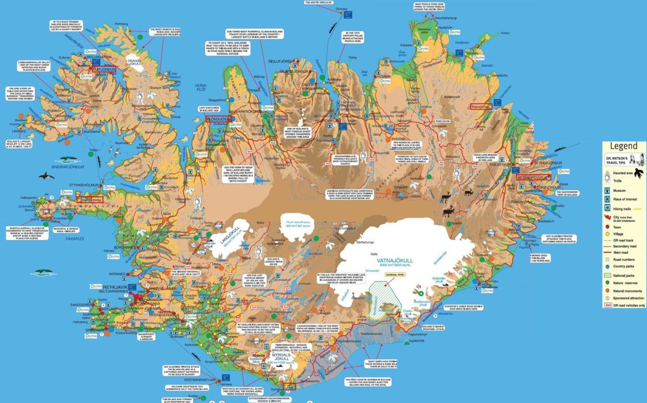 Islande carte touristique
