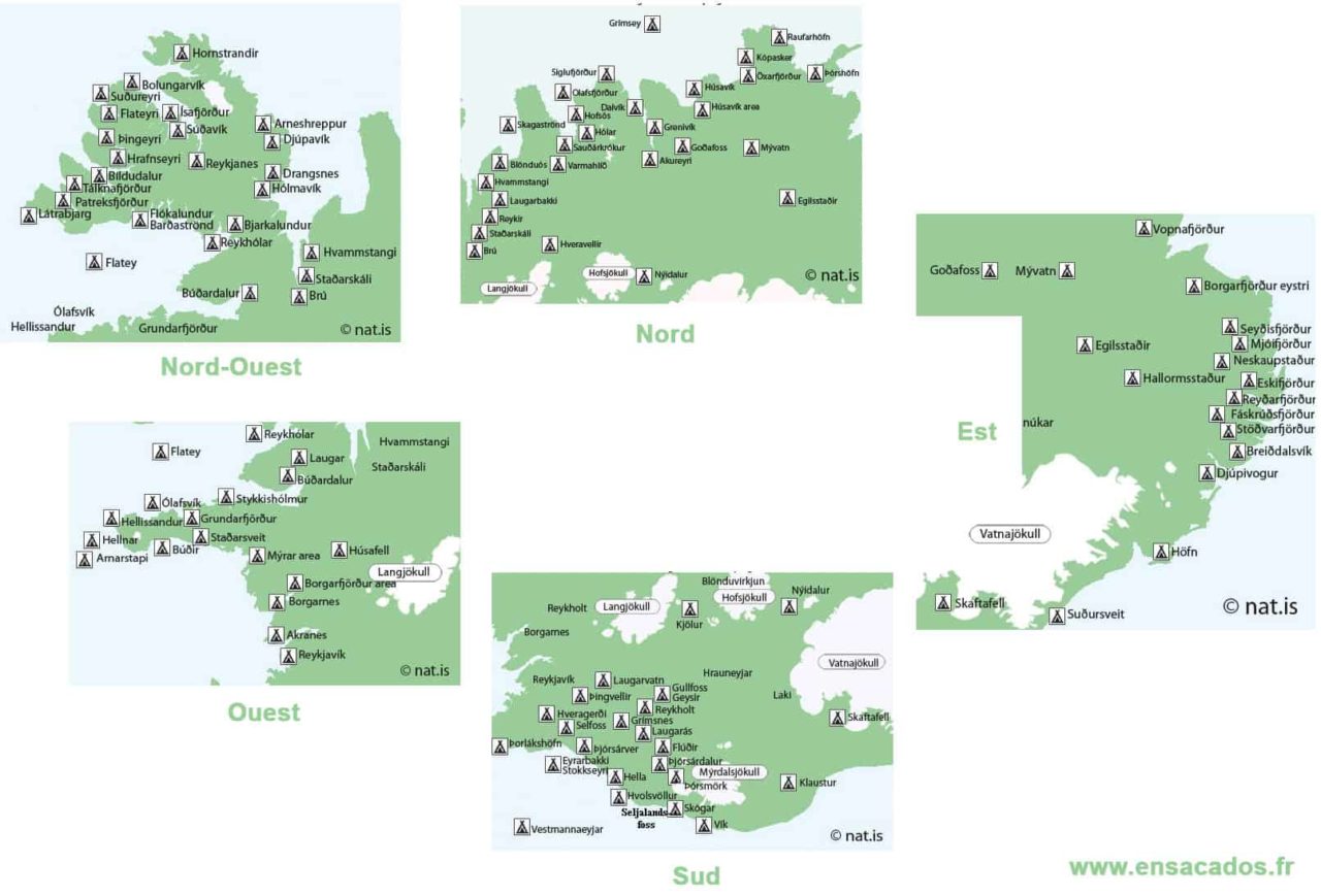 Islande : carte des campings